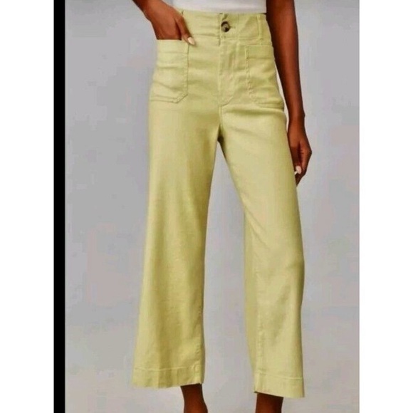 Maeve Pants - Maeve High-Rise Wide-Leg Pants in Pale Yellow